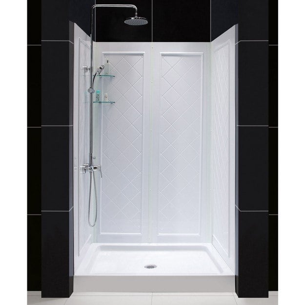 DREAMLINE DL-6193C-01 36 D X 48 W X 76 3/4 H SLIMLINE SINGLE THRESHOLD SHOWER BASE AND QWALL-5 ACRYLIC BACKWALL KIT