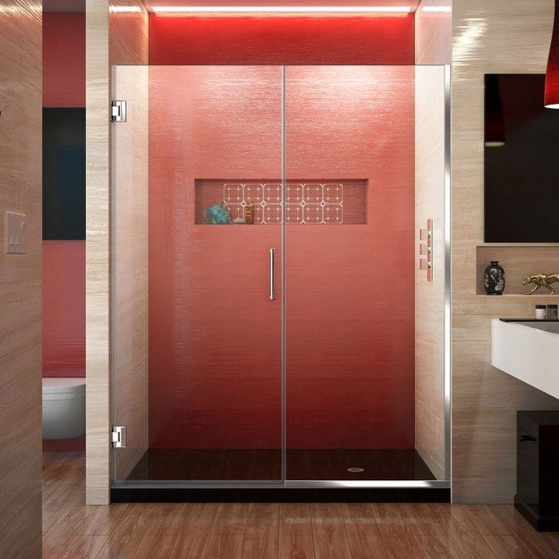 DREAMLINE SHDR-245707210 UNIDOOR PLUS 57-57 1/2 W X 72 H FRAMELESS HINGED SHOWER DOOR, CLEAR GLASS