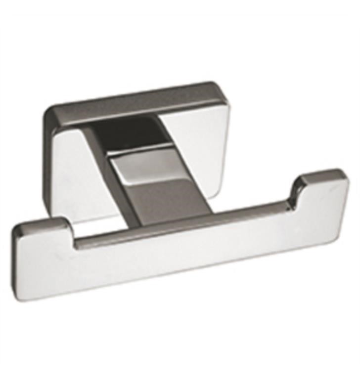 AQUABRASS ABAB03508PC SERIE 3500 3 1/2 INCH WALL MOUNT DOUBLE ROBE HOOK - POLISHED CHROME