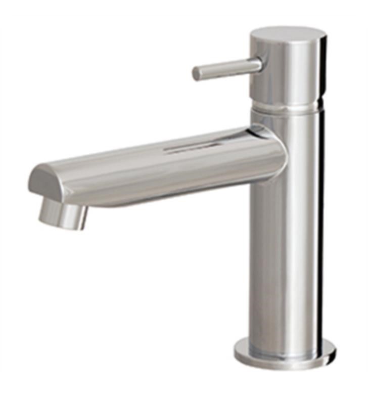 AQUABRASS ABFB61044 VOLARE STRAIGHT 5 1/8 INCH SMALL SINGLE HOLE BATHROOM SINK FAUCET WITH POP-UP DRAIN