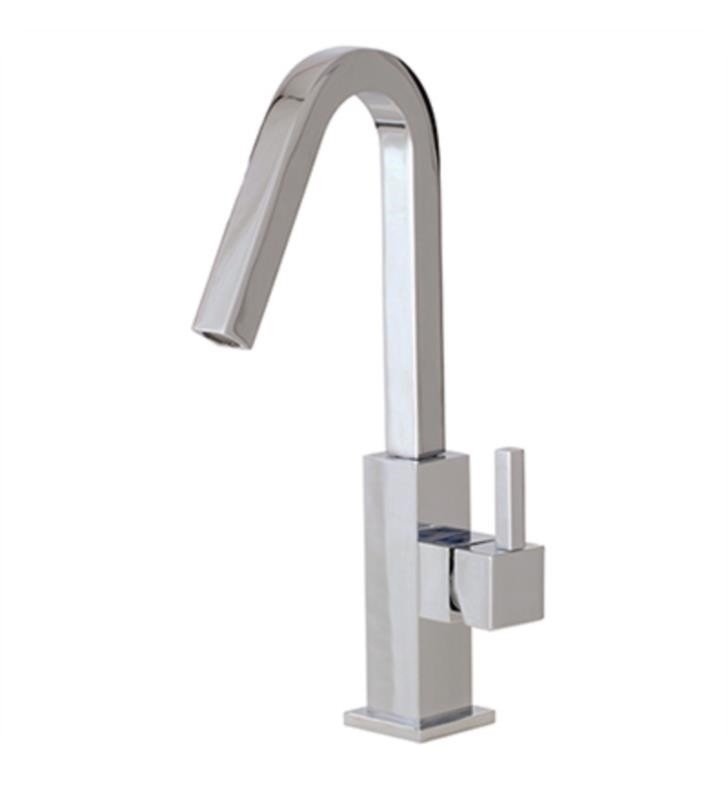 AQUABRASS ABFBX7614 XSQUARE 12 3/8 INCH SINGLE HOLE BATHROOM SINK FAUCET WITH POP-UP DRAIN