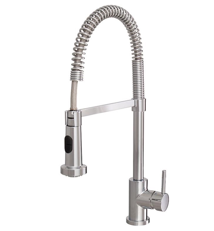 AQUABRASS ABFK30045 WIZARD 19 3/8 INCH DECK MOUNT PULL-OUT DUAL STREAM MODE KITCHEN FAUCET