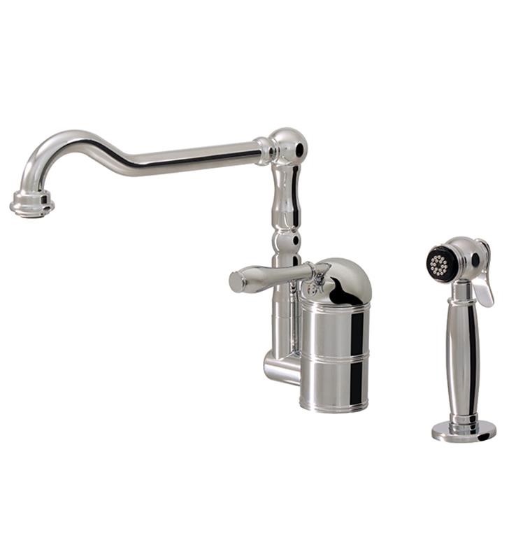 AQUABRASS ABFK4681S DOWNTON 9 1/4 INCH DECK MOUNT DUAL STREAM MODE KITCHEN FAUCET WITH SIDE SPRAY