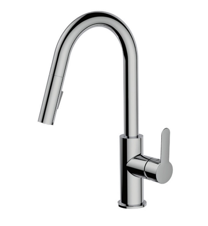 AQUABRASS ABFK6545N BARLEY 15 7/8 INCH PULL-DOWN DUAL STREAM MODE KITCHEN FAUCET