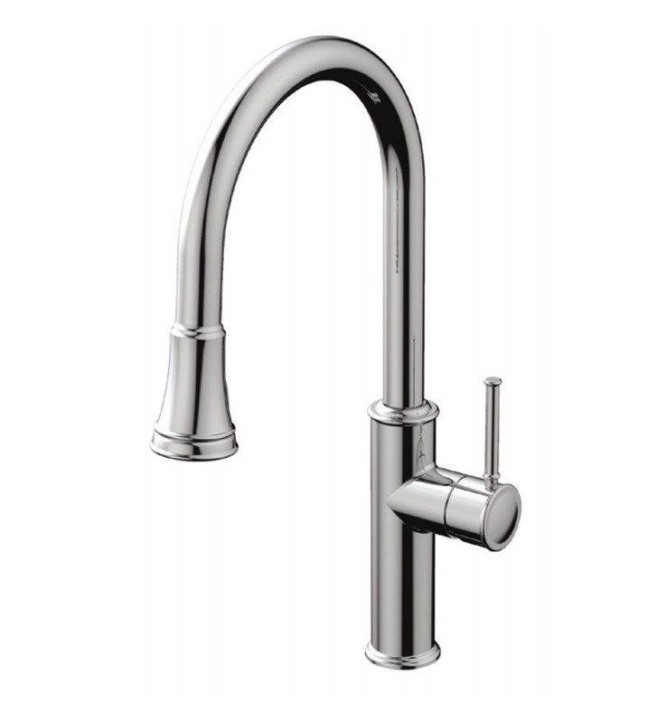 AQUABRASS ABFK6845N MARGHERITA 19 5/8 INCH PULL-DOWN DUAL STREAM MODE KITCHEN FAUCET
