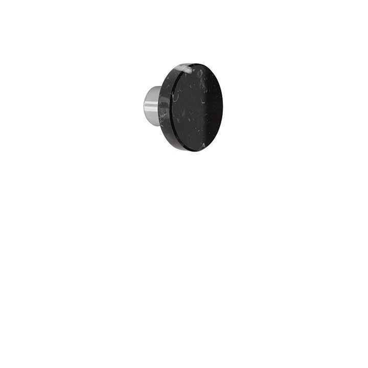 AQUABRASS BLACKMACC08NM MARMO 2 5/8 INCH WALL MOUNT SINGLE ROBE HOOK WITH BLACK MARQUINA MARBLE