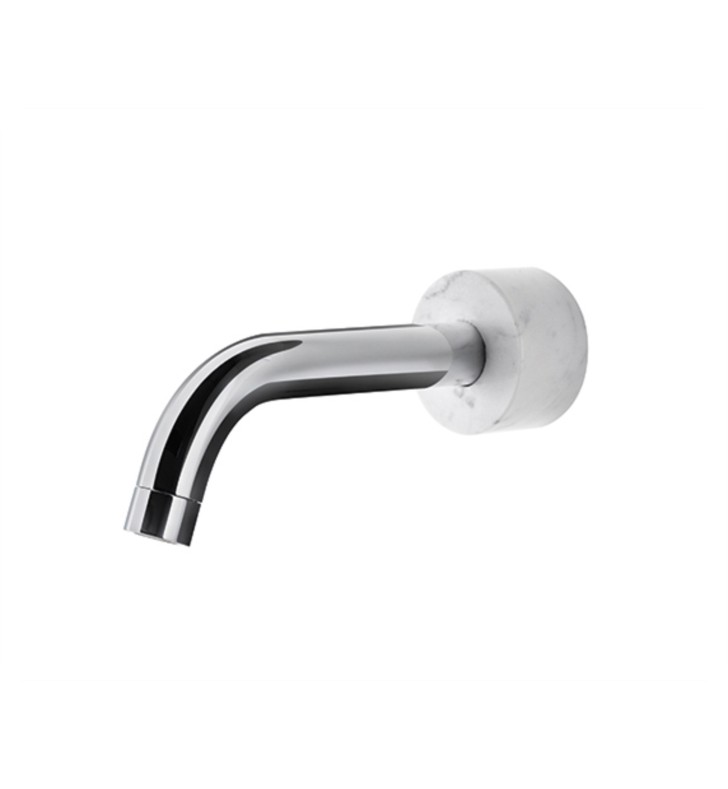 AQUABRASS BLACKMACL32BC MARMO 7 3/4 INCH WALL MOUNT ROUND TUB SPOUT WITH WHITE CARRARA MARBLE