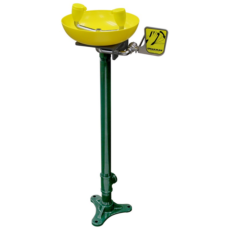 SPEAKMAN SE-496 19 1/8 INCH TRADITIONAL SERIES PEDESTAL MOUNTED EYE AND FACE WASH - GREEN