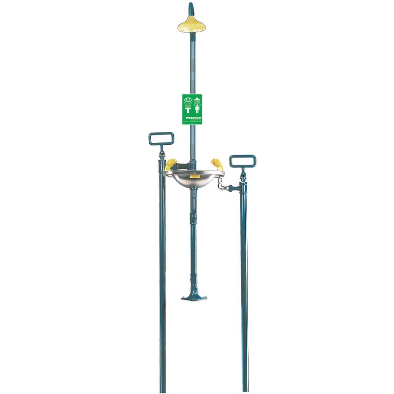 SPEAKMAN SE-609 SELECT SERIE 32 INCH FREEZE PROTECTED BURIED SUPPLY EMERGENCY COMBINATION SHOWER WITH BOWL EYE OR FACE WASH - GREEN