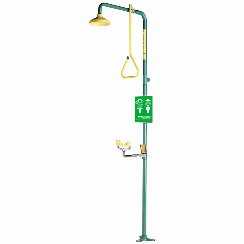 SPEAKMAN SE-675 TRADITIONAL SERIES 30 INCH COMBINATION EMERGENCY STATION WITH EYE OR FACE WASH - GREEN
