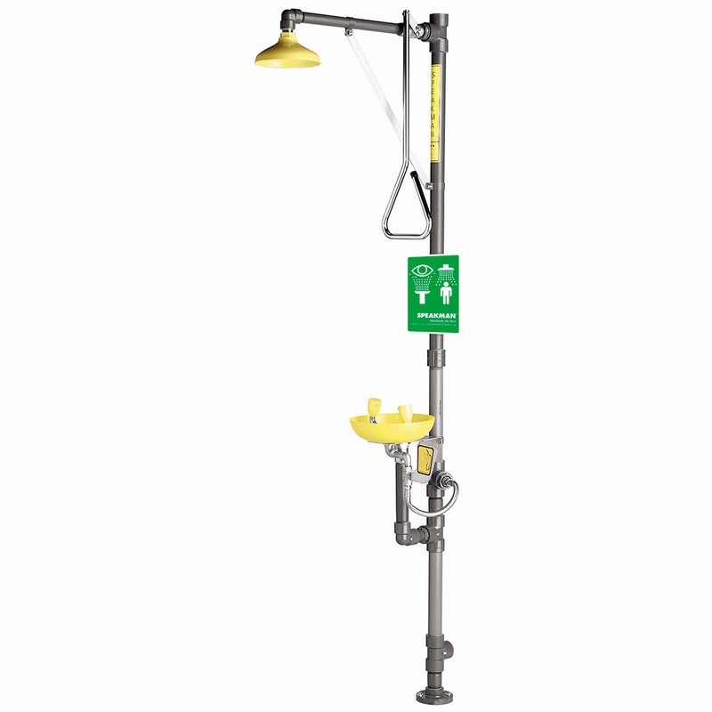 SPEAKMAN SE-690-PVC TRADITIONAL SERIES 31 1/2 INCH COMBINATION EMERGENCY SHOWER AND EYE OR FACE WASH - GREEN