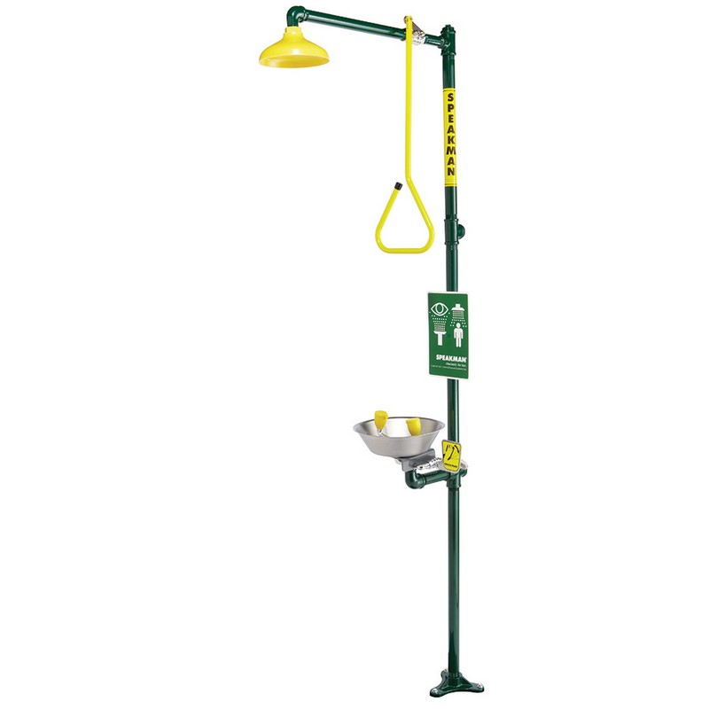 SPEAKMAN SE-693-HFO TRADITIONAL SERIES 30 INCH COMBINATION EMERGENCY STATION WITH HAND AND FOOT OPERATION - GREEN