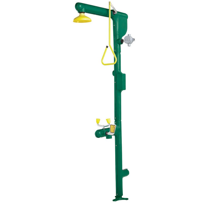 SPEAKMAN SE-7000-DH SAFE-T-ZONE 14 1/4 INCH HEAT TRACED SHOWER AND EYEWASH EMERGENCY COMBINATION WITH DRENCH HOSE - GREEN