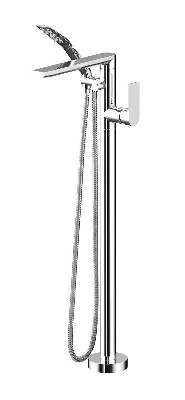 AQUABRASS ABFB15084 MIDTOWN 37 INCH SINGLE HOLE FLOOR MOUNT TUB FILLER WITH HANDSHOWER