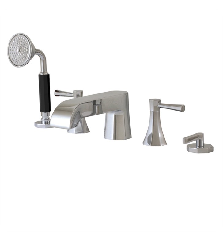 AQUABRASS ABFB53006 OTTO 4 INCH FIVE HOLES DECK MOUNT ROMAN TUB FAUCET WITH HANDSHOWER