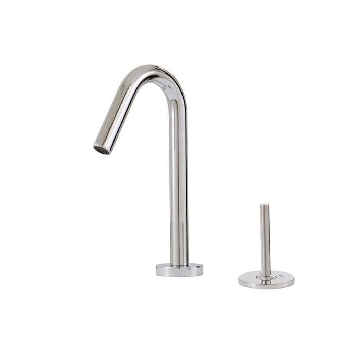 AQUABRASS ABFBNX7512 XROUND 8 INCH TWO HOLES DECK MOUNT BATHROOM FAUCET WITH SIDE JOYSTICK