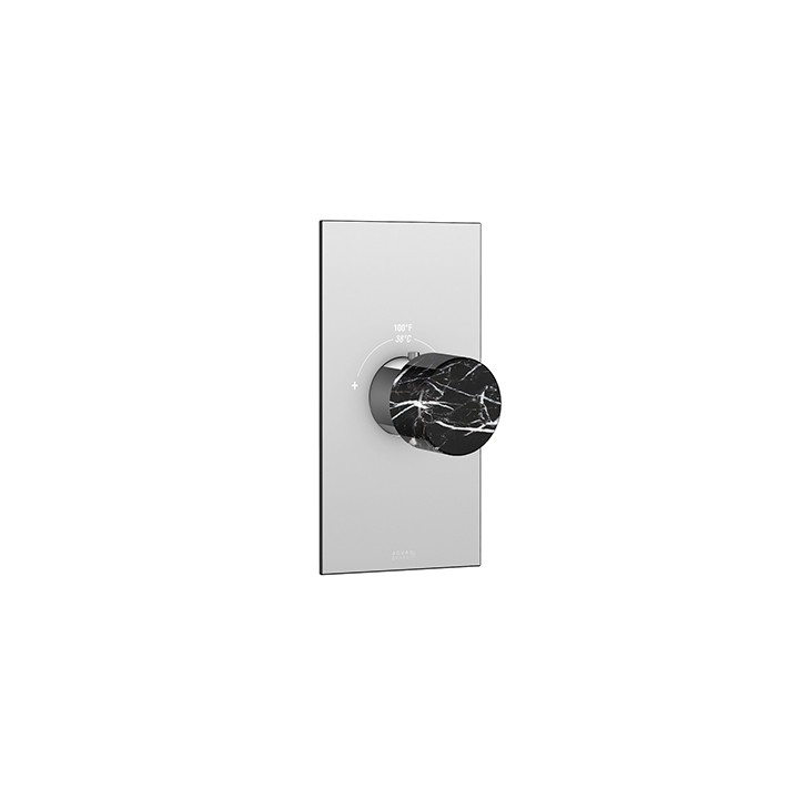 AQUABRASS ABSTSRM00NM MARMO PLATE AND HANDLE TRIM SET FOR T12000 TURBO THERMOSTATIC VALVE WITH BLACK MARQUINA MARBLE
