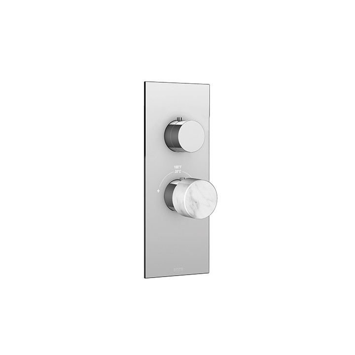 AQUABRASS ABSTSRM01BC MARMO PLATE AND HANDLE TRIM SET FOR T12001 TURBO THERMOSTATIC VALVE WITH WHITE CARRARA MARBLE