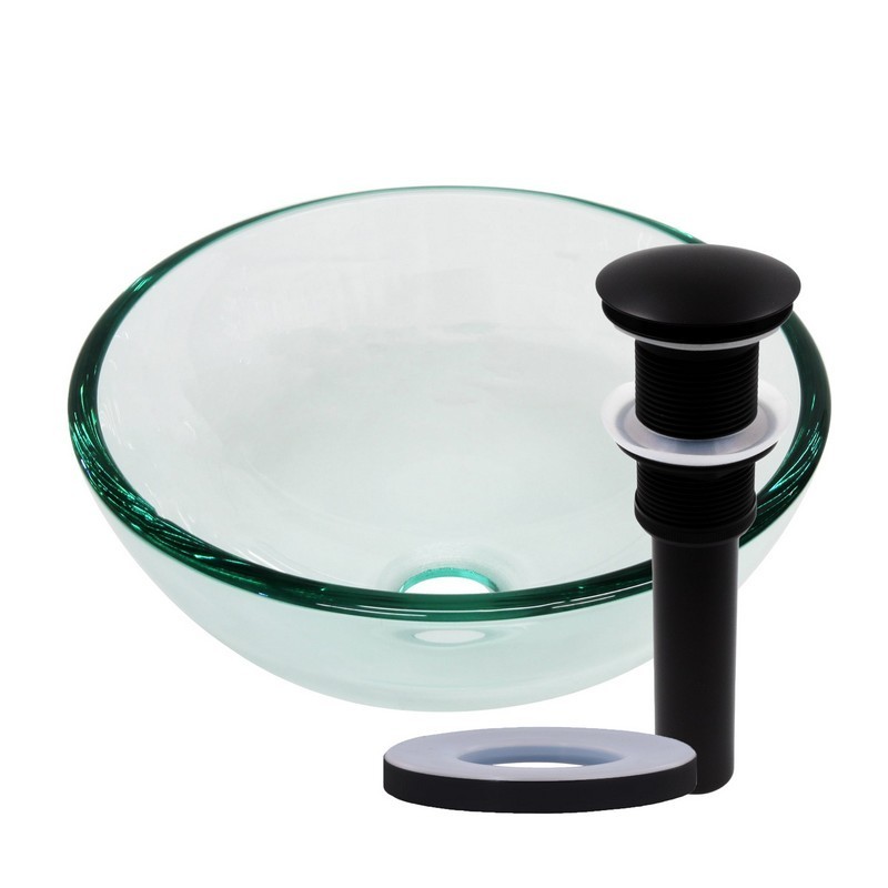 NOVATTO TIG-8048-12 12 INCH MINI CLEAR GLASS VESSEL BATHROOM SINK