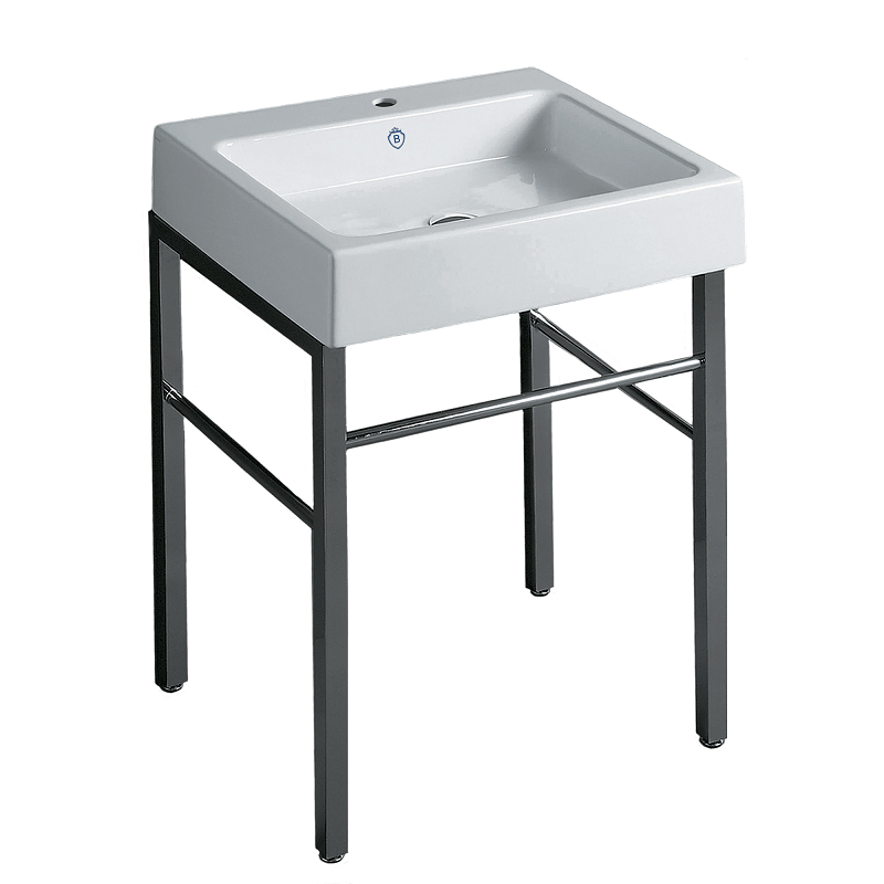 WHITEHAUS B-U60-DUCG1-A06-1 BRITANNIA 23.7 INCH RECTANGULAR SINK CONSOLE WITH FRONT TOWEL BAR AND SINGLE FAUCET HOLE DRILL
