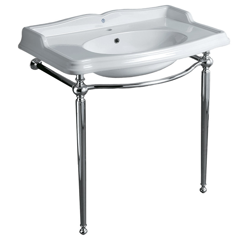 WHITEHAUS B-AR864-ARCG1 BRITANNIA 35 INCH LARGE RECTANGULAR SINK CONSOLE WITH FRONT TOWEL BAR AND SINGLE FAUCET HOLE DRILL
