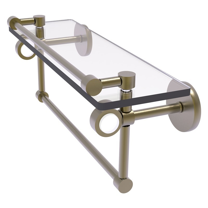 ALLIED BRASS CV-1TB-16-GAL CLEARVIEW 16 INCH GLASS SHELF WITH GALLERY RAIL AND TOWEL BAR