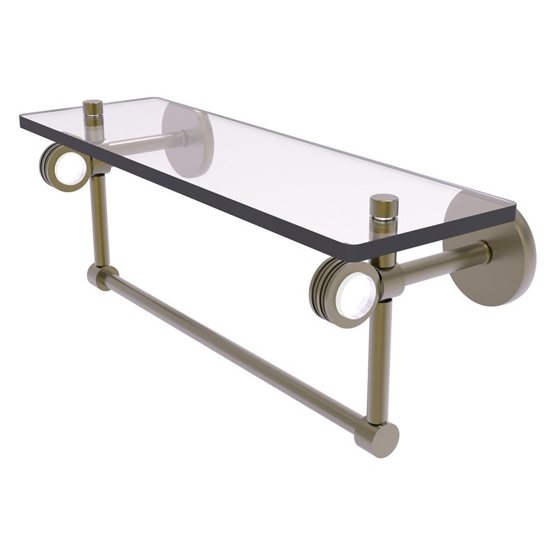 ALLIED BRASS CV-1TBD-16 CLEARVIEW 16 INCH GLASS SHELF WITH TOWEL BAR AND DOTTED ACCENTS