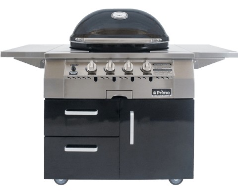 PRIMO CERAMIC GRILLS PGGXLC X-LARGE GAS 420 36-1/2 INCH ALL-IN-ONE OVAL CERAMIC GAS GRILL WITH CART