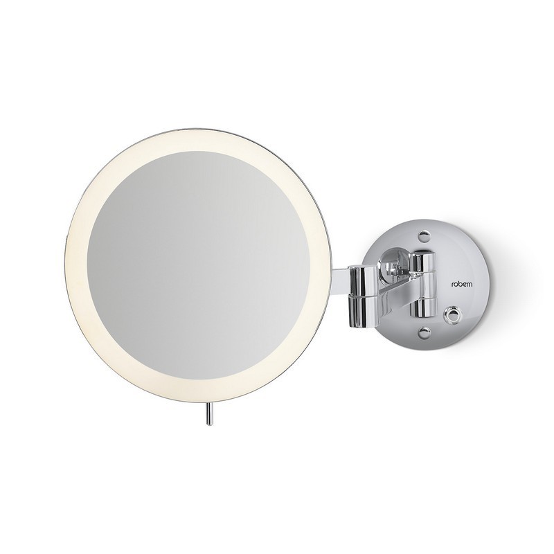 ROBERN 5M0008WLUT76 LIT WALL-MOUNT 5X MAGNIFICATION MIRROR WITH SELECTABLE LIGHT CONTROL IN CHROME