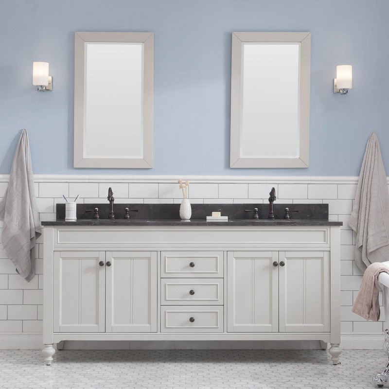 WATER-CREATION PO72BL03EG-000TL1203 POTENZA 72 INCH BATHROOM VANITY IN EARL GREY WITH BLUE LIMESTONE TOP WITH FAUCET