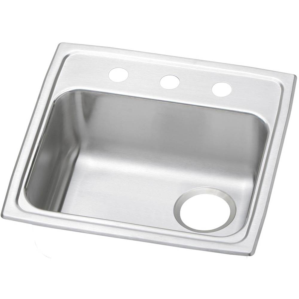 ELKAY PSRADQ191955R2 PACEMAKER STAINLESS STEEL 19-1/2 L X 19 W X 5-1/2 D TOP MOUNT KITCHEN SINK, 2 FAUCET HOLES