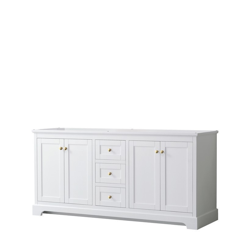 WYNDHAM COLLECTION WCV232372DWGCXSXXMXX AVERY 72 INCH DOUBLE BATHROOM VANITY IN WHITE WITH BRUSHED GOLD TRIM