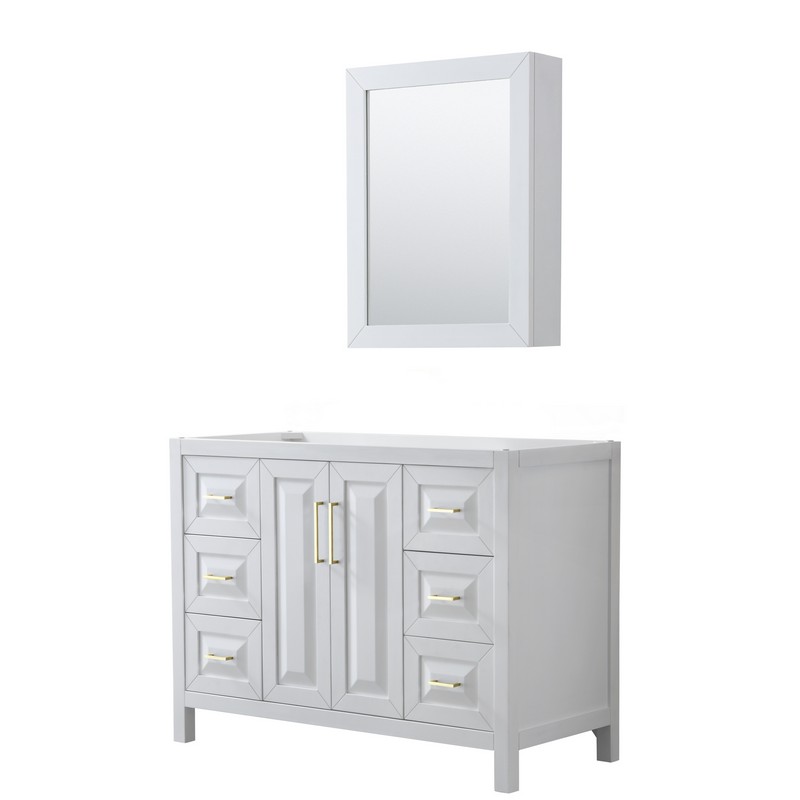 WYNDHAM COLLECTION WCV252548SWGCXSXXMED DARIA 48 INCH SINGLE BATHROOM VANITY IN WHITE WITH BRUSHED GOLD TRIM AND MEDICINE CABINET
