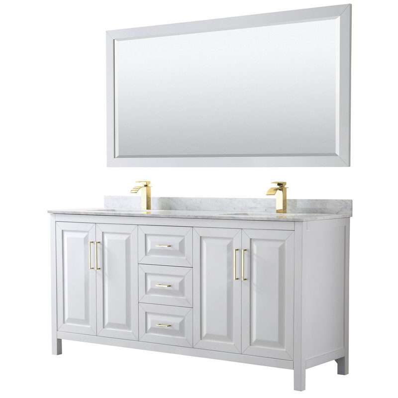 White Carrara Marble, 70 Bathroom Vanity Top Single Sink