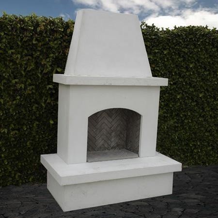 AMERICAN FYRE DESIGNS 040-11-A-WC-RBC 96 INCH VENTED FREE-STANDING OUTDOOR CONTRACTOR'S MODEL FIREPLACE - WHITE CONCRETE