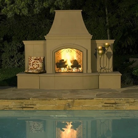 AMERICAN FYRE DESIGNS 118-05 87 INCH VENT-FREE FREE-STANDING OUTDOOR GRAND PHOENIX FIREPLACE WITH EXTENDED BULLNOSE HEARTH