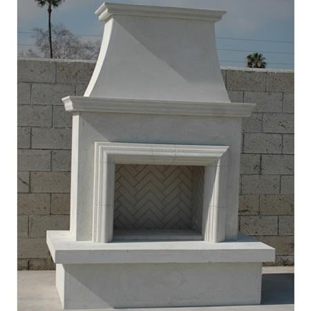 AMERICAN FYRE DESIGNS 145-11-A-WC-RBC 91 INCH VENT-FREE FREE-STANDING OUTDOOR CONTRACTOR'S MODEL WITH MOULDING FIREPLACE - WHITE CONCRETE