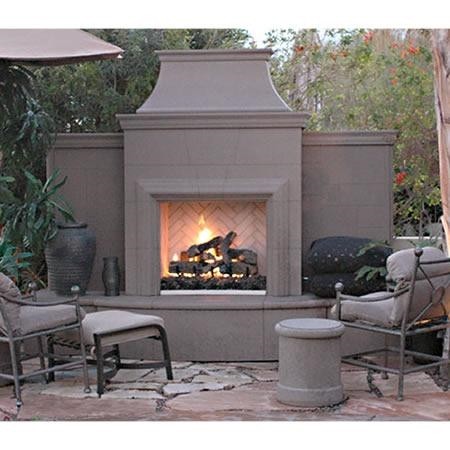AMERICAN FYRE DESIGNS 165-10 84 3/4 INCH VENT-FREE FREE-STANDING OUTDOOR GRAND PETITE CORDOVA FIREPLACE WITH EXTENDED BULLNOSE HEARTH