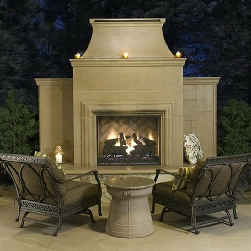 AMERICAN FYRE DESIGNS 182-35 95 INCH VENT-FREE FREE-STANDING OUTDOOR GRAND CORDOVA FIREPLACE WITH RECTANGLE EXTENDED BULLNOSE HEARTH