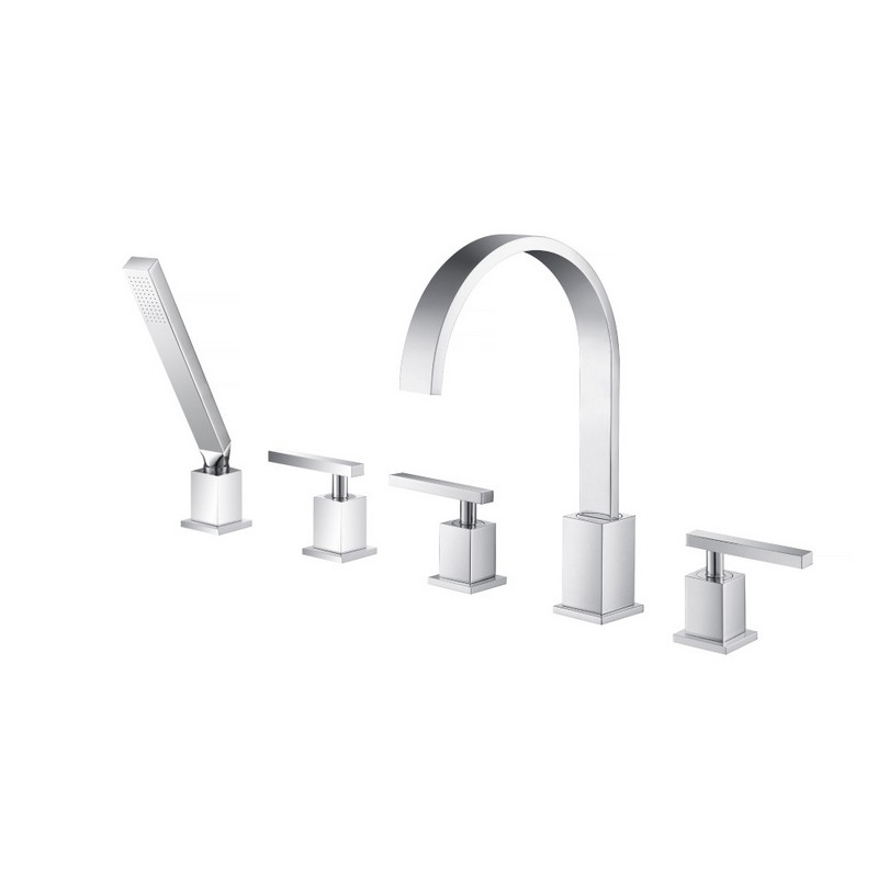ISENBERG 150.2420CP 7.0 GPM FIVE HOLE DECK MOUNTED ROMAN TUB FAUCET WITH HAND SHOWER - CHROME
