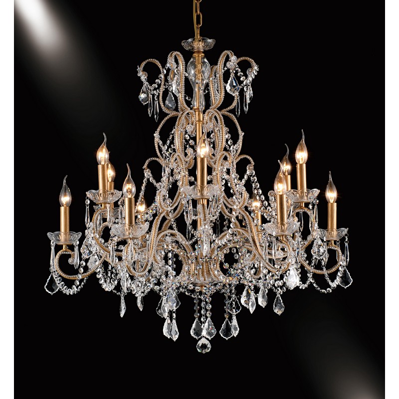 BETHEL INTERNATIONAL A25-12 34 INCH TRANSITIONAL 5+ LIGHT LED CHANDELIERS - GOLD