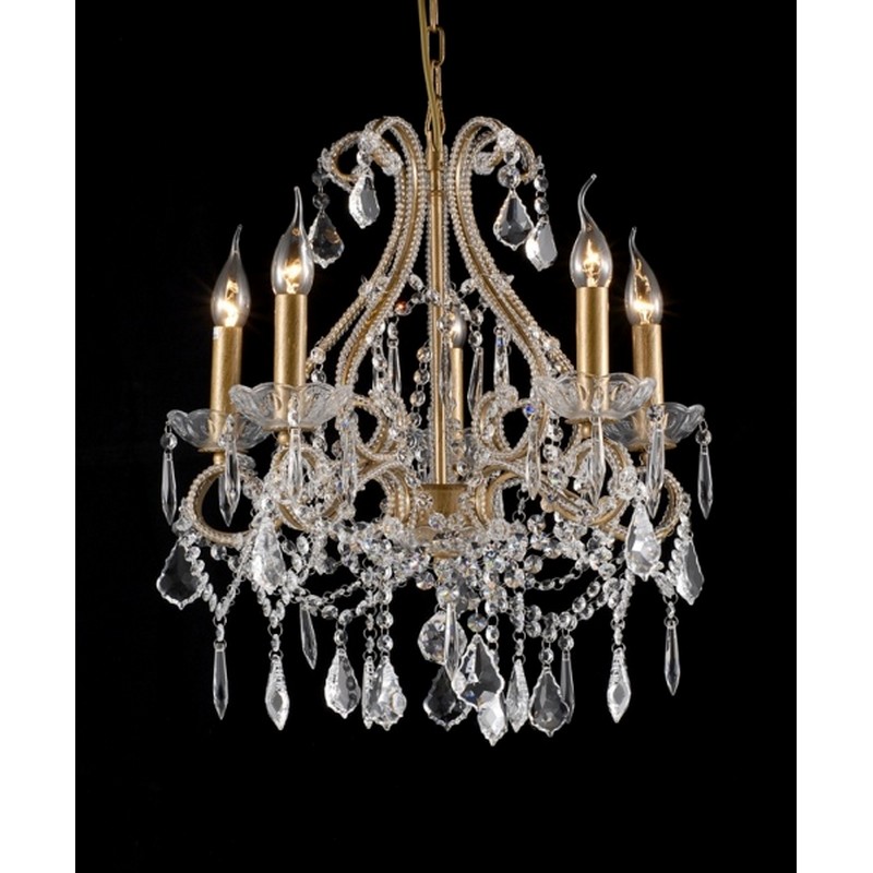 BETHEL INTERNATIONAL A25-5 18 INCH TRANSITIONAL 5 LIGHT LED CHANDELIERS - GOLD