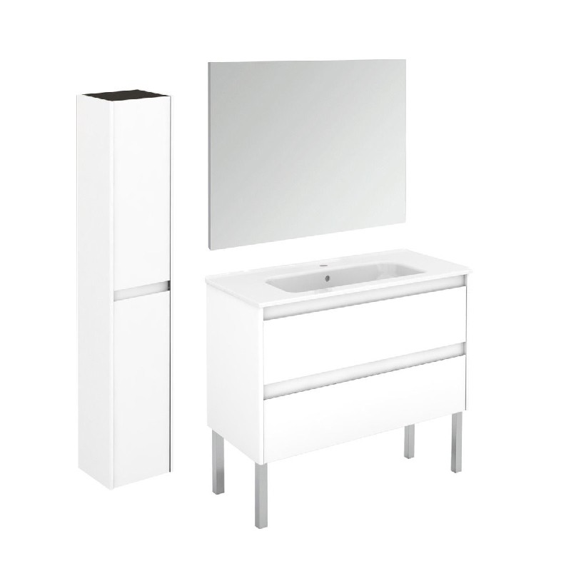 WS BATH COLLECTIONS AMBRA 100F PACK 2 39 3/4 INCH FREE STANDING BATHROOM VANITY WITH MIRROR AND COLUMN