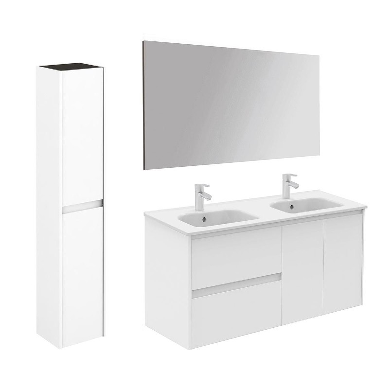 WS BATH COLLECTIONS AMBRA 120 DBL PACK 2 47 1/2 INCH WALL MOUNT OR FREESTANDING DOUBLE SINK BATHROOM VANITY WITH MIRROR AND COLUMN