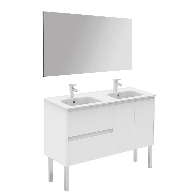 WS BATH COLLECTIONS AMBRA 120F DBL PACK 1 47 1/2 INCH FREE STANDING BATHROOM VANITY WITH MIRROR AND DOUBLE SINK