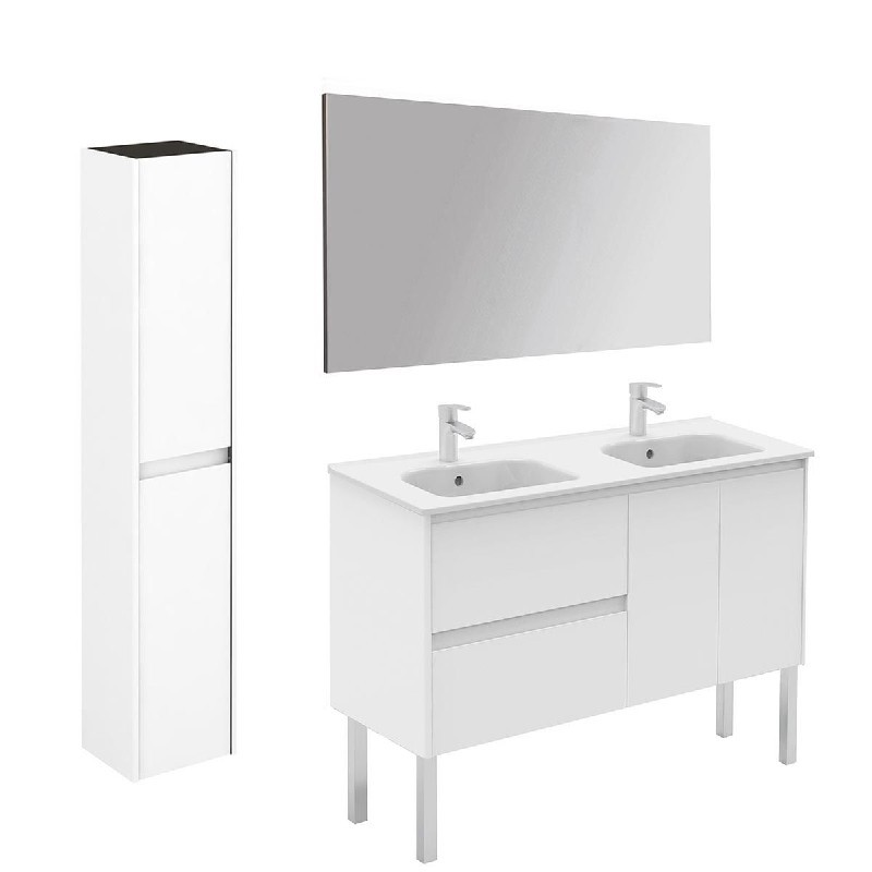 WS BATH COLLECTIONS AMBRA 120F DBL PACK 2 47 1/2 INCH FREE STANDING DOUBLE SINK BATHROOM VANITY WITH MIRROR AND COLUMN