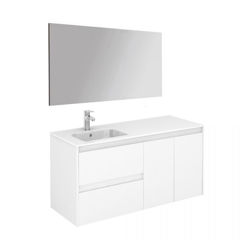 WS BATH COLLECTIONS AMBRA 120L PACK 1 47 1/2 INCH WALL MOUNT OR FREESTANDING BATHROOM VANITY WITH MIRROR AND LEFT SIDE SINK