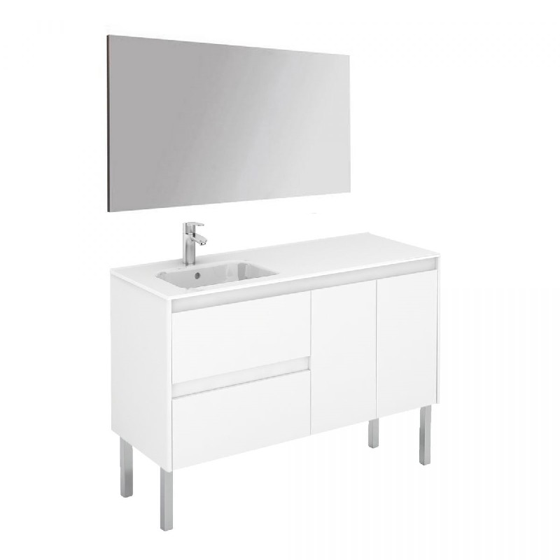 WS BATH COLLECTIONS AMBRA 120LF PACK 1 47 1/2 INCH FREE STANDING BATHROOM VANITY WITH MIRROR AND LEFT SIDE SINK