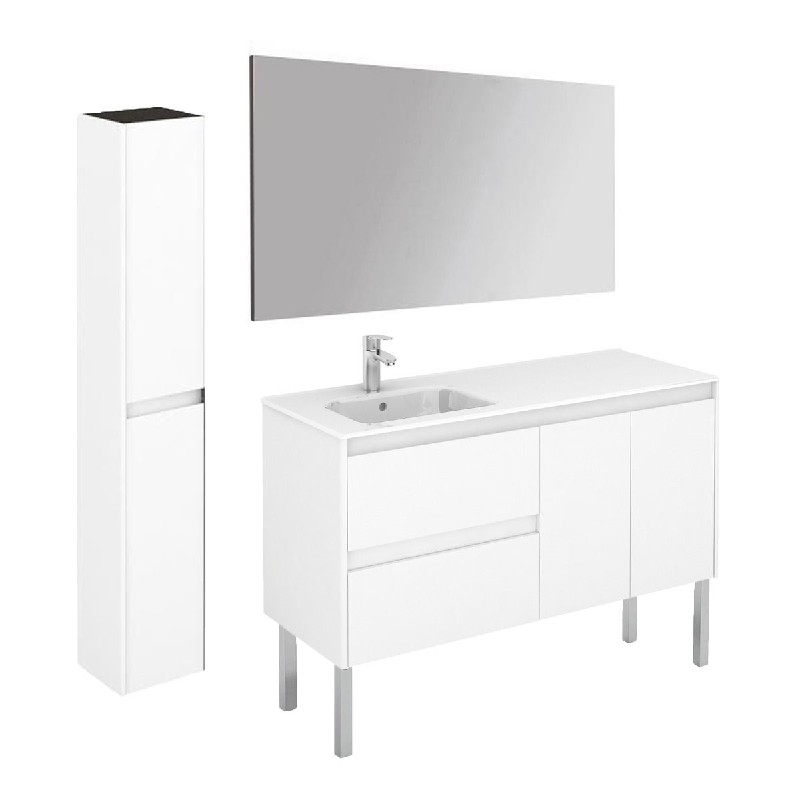 WS BATH COLLECTIONS AMBRA 120LF PACK 2 47 1/2 INCH FREE STANDING LEFT SIDE SINK BATHROOM VANITY WITH MIRROR AND COLUMN
