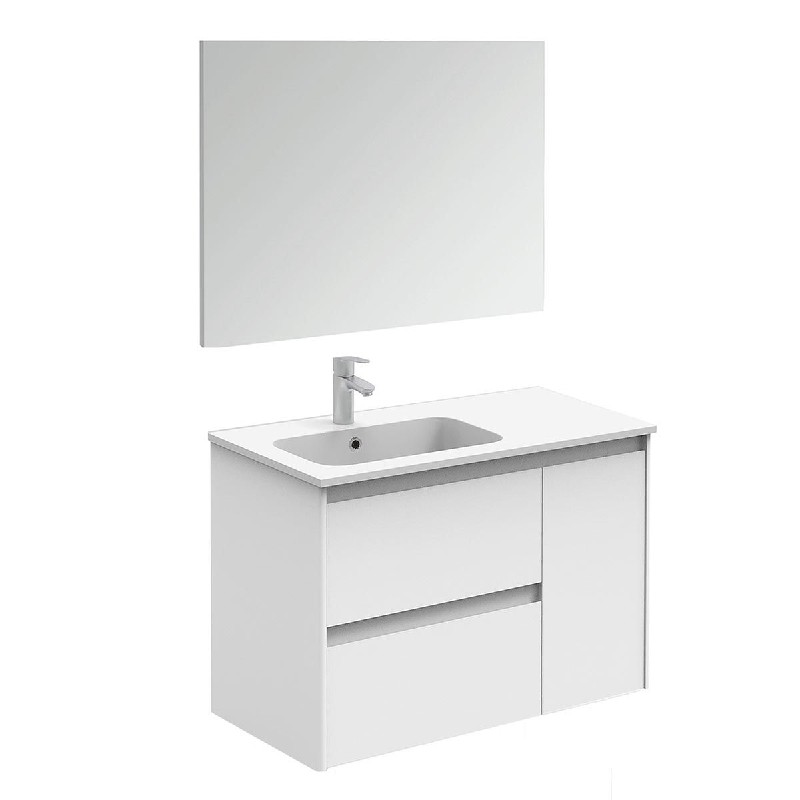 WS BATH COLLECTIONS AMBRA 90 PACK 1 35 5/8 INCH WALL MOUNT OR FREESTANDING BATHROOM VANITY WITH MIRROR